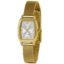 Relógio Lince Feminino Dourado Lqg4675l S2kx Retangular