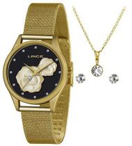Relógio Lince Feminino Dourado Lrgj144L + Semijóia