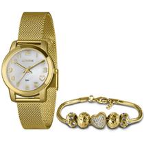 Relógio Lince Feminino Dourado + Semijóia