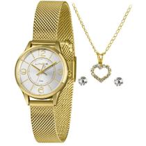 Relógio Lince Feminino Dourado + Semijóia