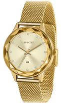 Relógio LINCE feminino dourado strass esteira LRG4707L C1KX