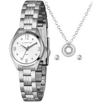 Relógio Lince Feminino Pequeno + Colar + Brinco LRGH179L25 k01r