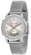 Relógio LINCE feminino prata rosê strass LAM4714L S2SX