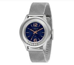Relógio Lince Feminino Prateado Com Strass no Mostrador detalhe Azul Relógio Lince Feminino Prateado Com Strass no Mostrador detalhe Azul