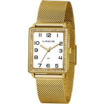 Relógio LINCE feminino quadrado dourado LQG4665L B2KX