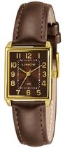Relogio Lince Feminino quadrado dourado marrom com numeros pulseira de couro sofisticado classico social LQC4823L25 N2NX