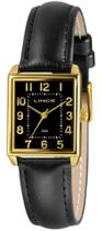Relogio Lince Feminino quadrado dourado preto com numeros pulseira de couro