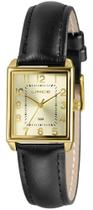 Relogio Lince Feminino quadrado dourado preto pulseira de couro classico LQC4823L25 C2PX