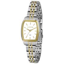 Relogio Lince Feminino quadrado pequeno dourado prata misto de aço LQT4502L B1SK