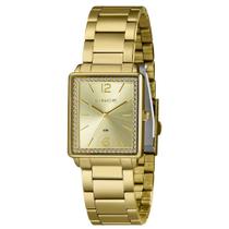 Relogio Lince Feminino quadrado retangular dourado a prova dagua LQG4737L28 C2KX
