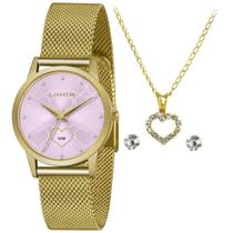 Relógio Lince Feminino Ref: Lrg4715l Kp46r1kx Dourado + Semijóia