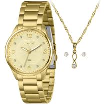 Relógio Lince Feminino Ref: Lrgh208l40 K09kc2kx Dourado + Semijoia