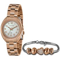 Relógio Lince Feminino Rose Com Pedras Lrr4680L Kn10 + Kit