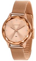 Relógio LINCE feminino rosê strass esteira LRR4707L R1RX