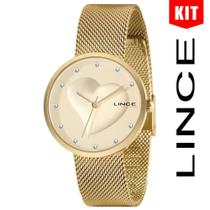 Relógio LINCE KIT feminino dourado coração LRGH160L KP03