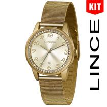 Relógio LINCE KIT feminino dourado esteira LRGJ118L KY77C2KX