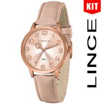 Relógio LINCE KIT feminino rosê couro LRC4672L KN32R2RX