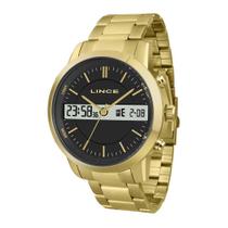 Relogio Lince Masculino digital e analógico dourado preto Anadigi prova dagua banhado folheado MAG4489L P1KX Relogio Lince Masculino digital e analógico dourado preto Anadigi prova dagua banhado folheado MAG4489L P1KX