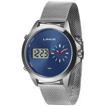 Relogio Lince Masculino digital e analogico prata fundo azul anadigi MAM4722L D1SX