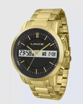 Relógio Lince Masculino Dourado Digital Analógico