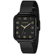 Relogio Lince Masculino quadrado preto com numeros classico social sofisticado pulseira esteira MQNH247L34 P2PX