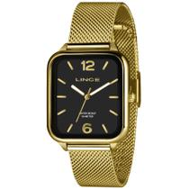 Relógio Lince Masculino Ref: Mqgh213l34 P2kx Retangular Mesh Dourado Relógio Lince Masculino Ref: Mqgh213l34 P2kx Retangular Mesh Dourado