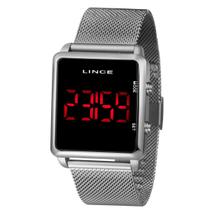 Relogio Lince Unissex Prata Digital Led Original Quadrado Mdm4596l Pxsx