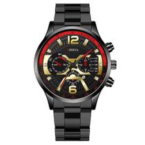 Relógio Luxo Geneva G0106 43mm Aço Prateado Água