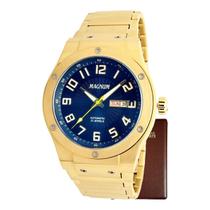 Relógio Magnum Dourado Automático Fundo Azul Ma33862a Nfe
