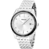 Relógio Magnum Feminino Prata MA28832Q Analógico 5 Atm Cristal Mineral Tamanho Grande