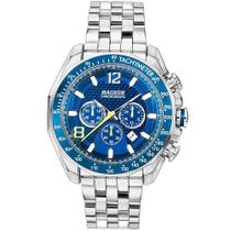 Relógio Magnum Masculino Analógico Prata Azul Prova D'Água Calendário MA32167F
