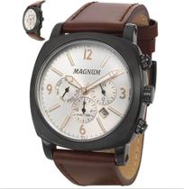 Relógio Magnum Masculino Business - Preto com Pulseira de Couro Marrom