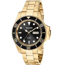 Relógio Magnum Masculino Clássico Aço Inoxidável Analógico com Calendário Dourado Automático Médio MA35075U