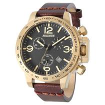 Relógio MAGNUM masculino cronógrafo dourado couro MA34147P