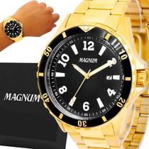 Relógio Magnum Masculino Dourado 2 Anos Garantia Original