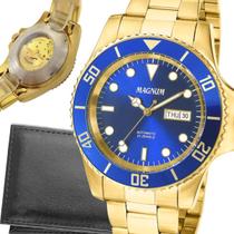 Relógio Magnum Masculino Dourado Automático Garantia 2 Anos e carteira