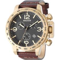 Relógio Magnum Masculino Dourado Couro Ma34147p