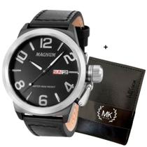 Relógio Magnum Masculino Ma33399T Prata Couro Preto Sport