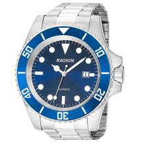 Relógio Magnum Masculino Prata Azul MA33068F