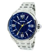 Relógio Magnum Masculino Prata Azul Prova D'Água MA32818F