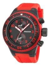 Relógio Magnum Masculino Preto Pulseira Silicone Vermelho