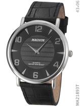 Relógio Magnum Social Slim MA21893T Pulseira de Couro Preta