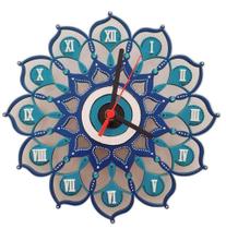 Relógio Mandala De Parede Olho Grego Em Mdf 25Cm - Mandalas Em Vitral