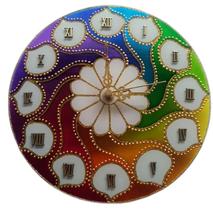 Relógio Mandala Felicidade em vidro de 25cm