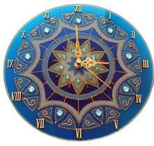 Relógio Mandala Sabedoria Em Vidro 25Cm - Mandalas Em Vitral