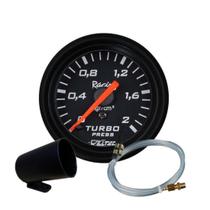 Relógio Manômetro Pressão Turbo 2Kg + Copo + Kit Instalação P
