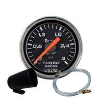 Relógio Manômetro Pressão Turbo 3Kg + Copo + Kit Instalação C