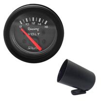 Relógio manômetro voltimetro willtec preto 8-16v volts 52mm - w22.060p + copo