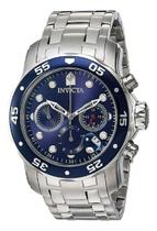 Relógio Masculino 0070 Aço Inoxidável Prateado Mostrador Azul