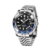 Relógio Masculino 40MM PAGANI DESIGN GMT Luxo Safira Automático Mecânico À Prova d'Água Aço